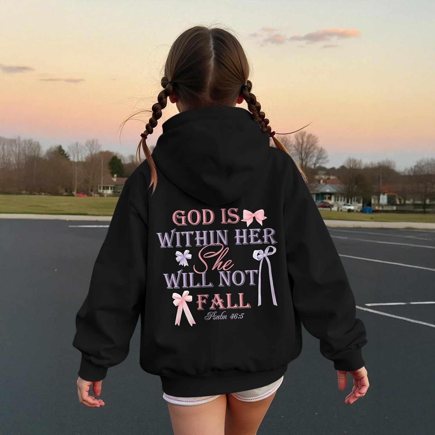 Girl's Christian Graphic Hoodie God is Within Her Hoodies for Kids Jesus Faith Religious Sweatshirts Pullover Tops - Image 3