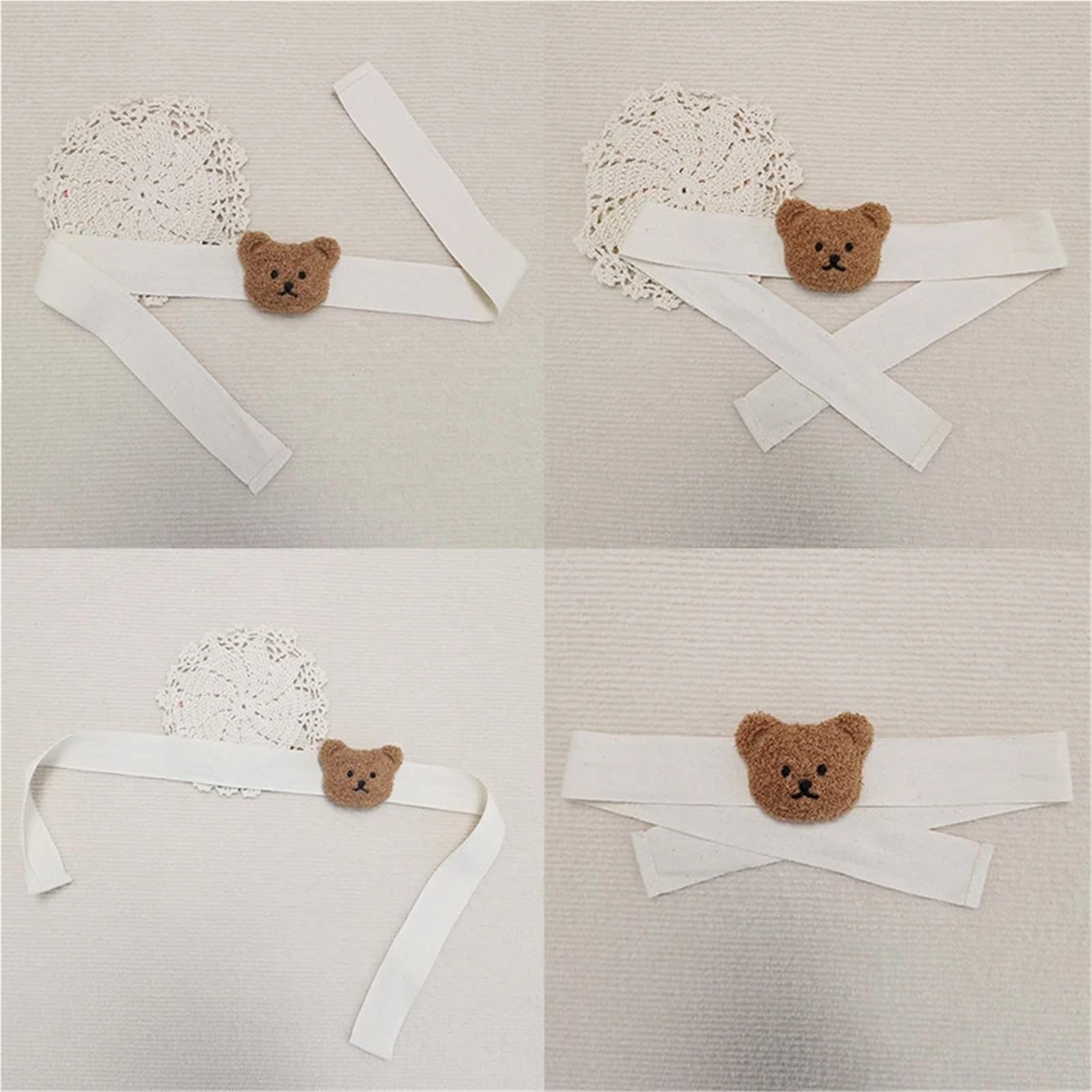 4PCS Vorhang Raffhalter Plüsch Stickerei Bär Kaninchen Bindung Strap Baumwolle Krawatte Seil Hause Kidroom Dekor Schnalle für Gardinen Vorhänge(Color 1)