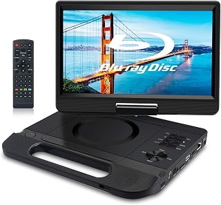 FANGOR 12.5" 1080P Portable Blu-Ray Player with 10.5" HD Swivel Screen, HDMI Out & AV in, Multi Media Player, 5 Hours Rechargeable Battery, Supports USB/SD Card, Last Memory, Region Free