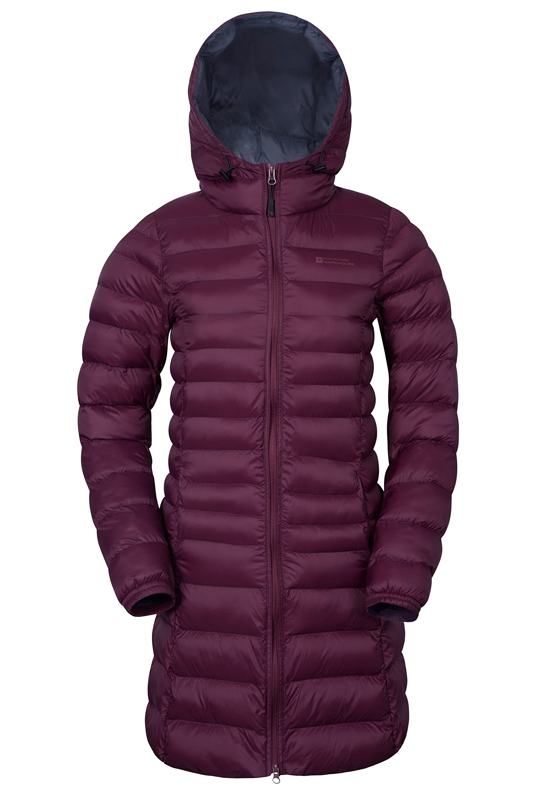 Mountain Warehouse Florence Womens Winter Long Padded Jacket - Water Resistant Rain Coat, Lightweight Puffer Jacket, Warm, 30C Heat Rating - for Outdoors, Walking Burgundy Women's Size 6