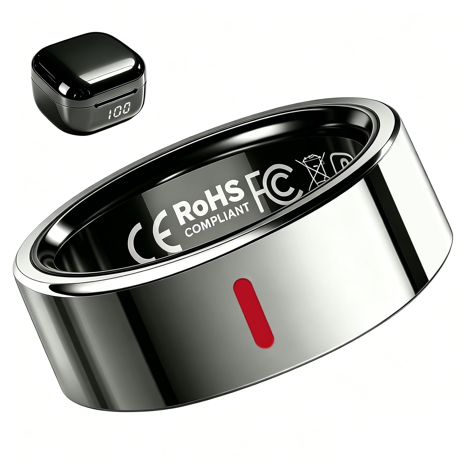 Smart Ring for Men & Women, Titanium Health Ring with Heart Rate (HRV), SpO2, BP and Stress, Sleep & Activity Tracking, Waterproof, No Subscription Fee for Android & iOS (Elegant Silver, 7#)-image-35