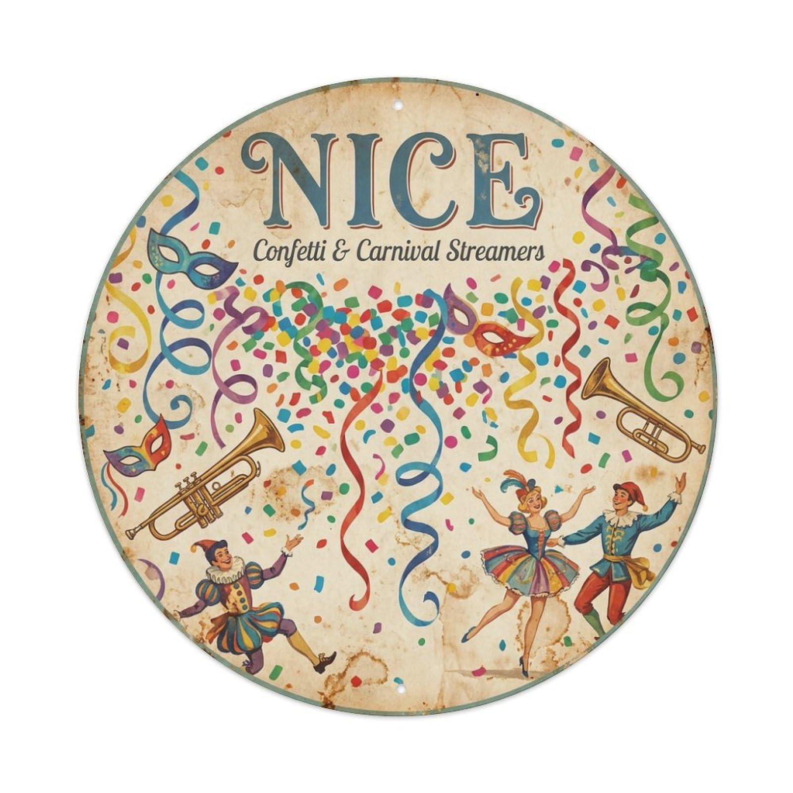 Olhnbad Style Culture Travel Confetti Carnival Streamers Nice Metal Tin Sign