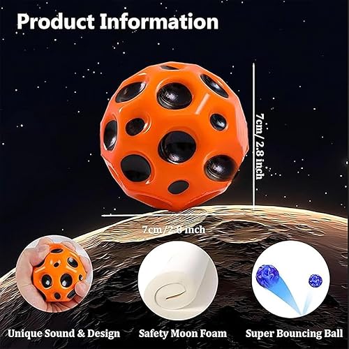 Miniatura 10 de Bolas espaciales, bola de rebote extremadamente alta, bola espacial de meteorito, bola de rebote de goma, bola sensorial de Tiktok Pop para jugar en