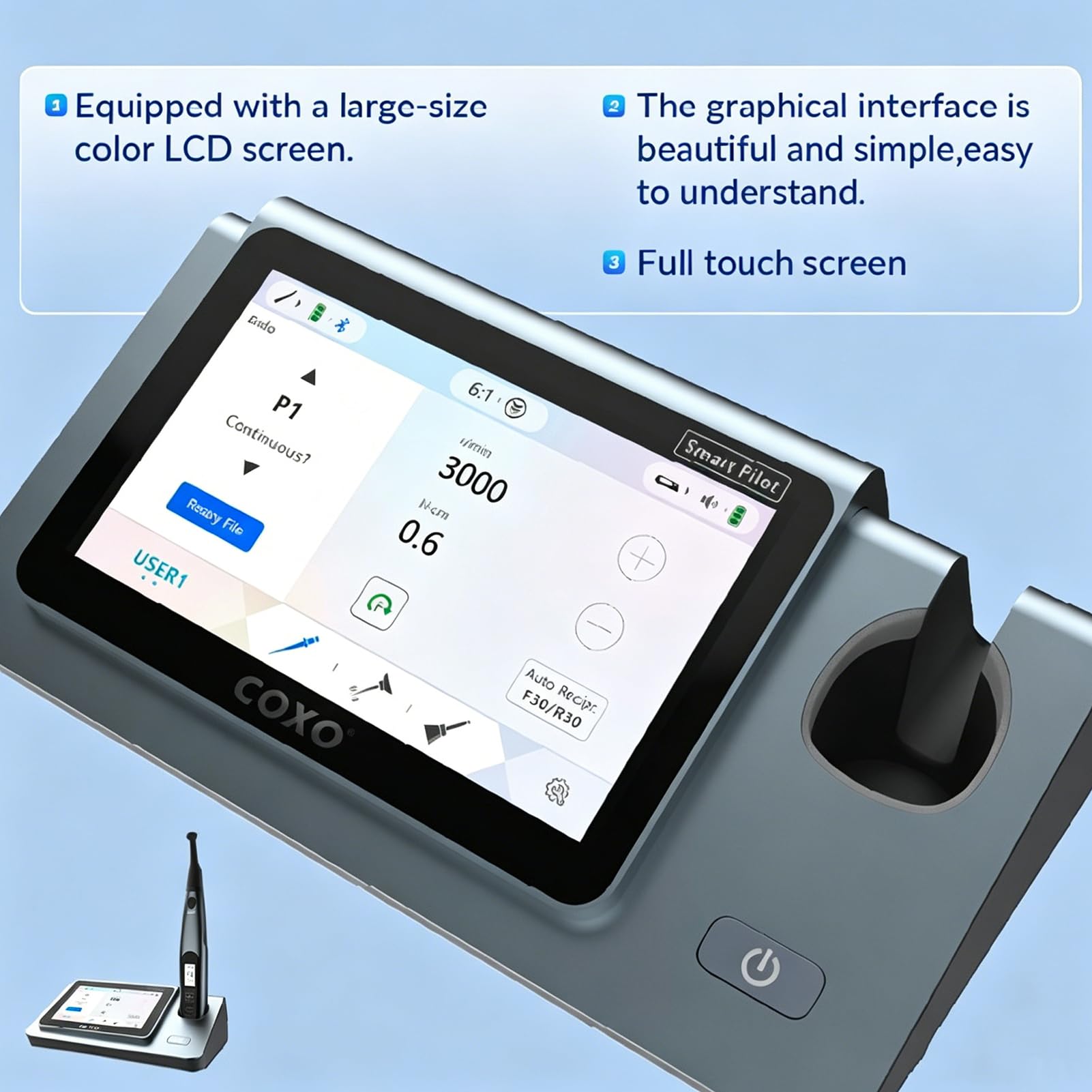 GOURIXIN Elektrisches Endodontie-Gerät, integrierter Längenmessung Apex-Lokalisator, Multifunktionssystem 5-in-1, mit großem Farb-LCD-Touchscreen, für die Wurzelkanalbehandlung