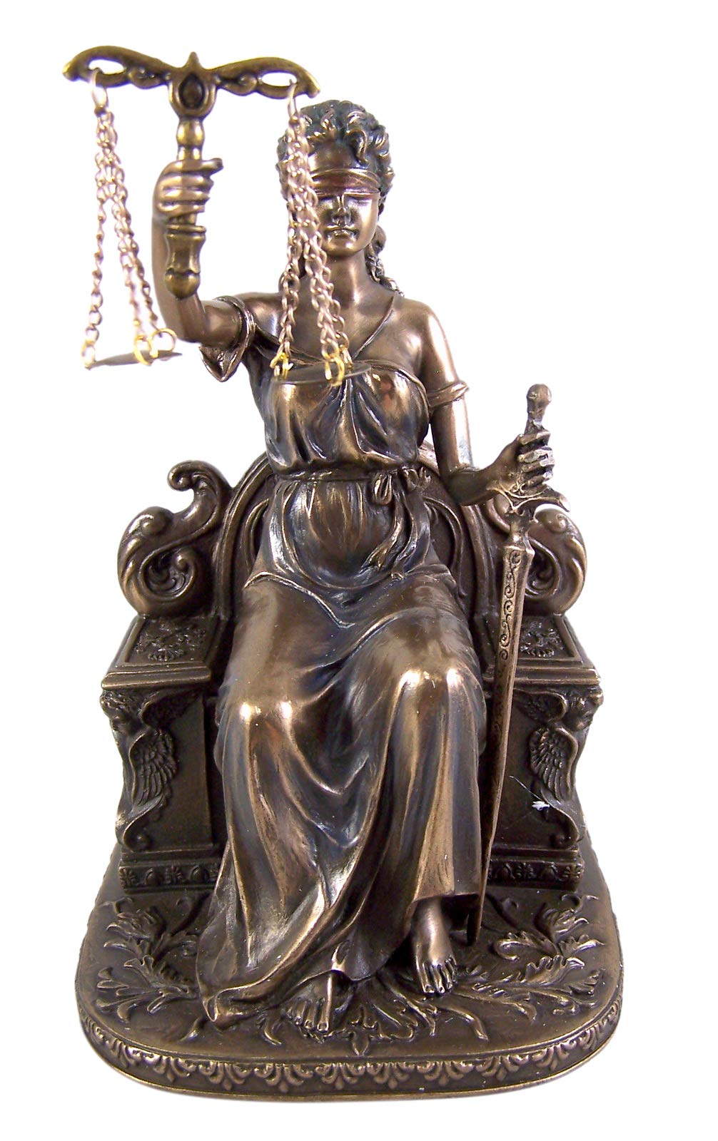 Buy Unicorn Studios New! Bronze Color Lady Justice Statue Seated w