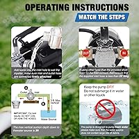 Vista 5 de Bomba de Transferencia de Agua, 115V 330GPH Bomba de Agua Eléctrica Portátil de Utilidad con Kit de Manguera de Agua de 6', Eliminación de Agua