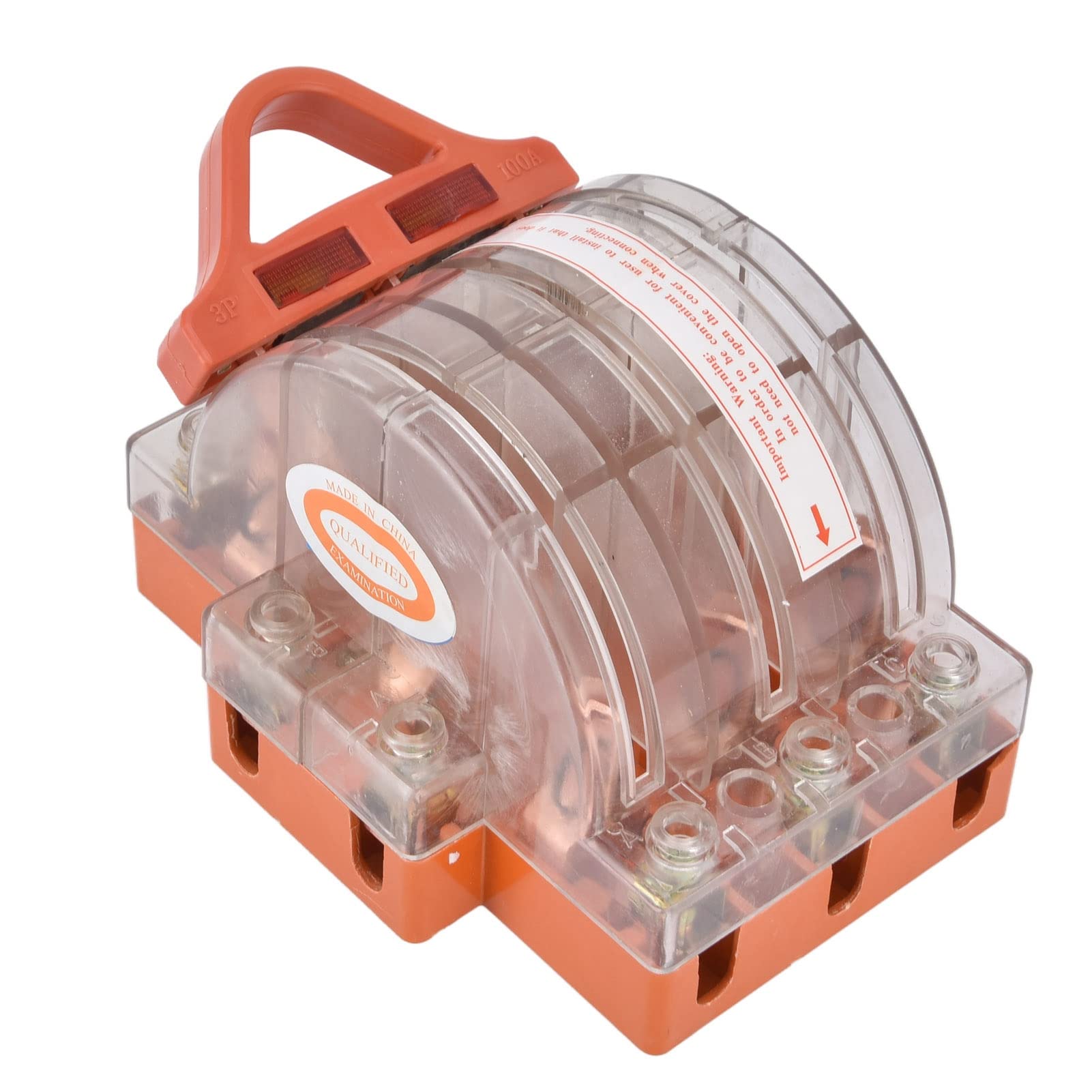 Jiawu 3-poliger Messerschalter, Trennschalter, Doppelschalter, AC 380 V, 100 A, Transparentes Gehäuse aus Vollkupfer mit LED-Anzeige, Netzschalter für Haushaltsgeräte für Ausfallsichere