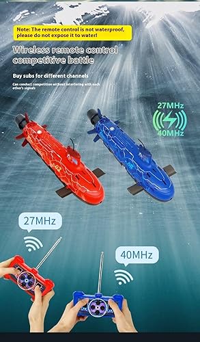 Lllunimon Modelo de simulación de submarino Seawolf de control remoto para barcos de carreras de buceo, regalo para adultos y niños, verde 27 MHz