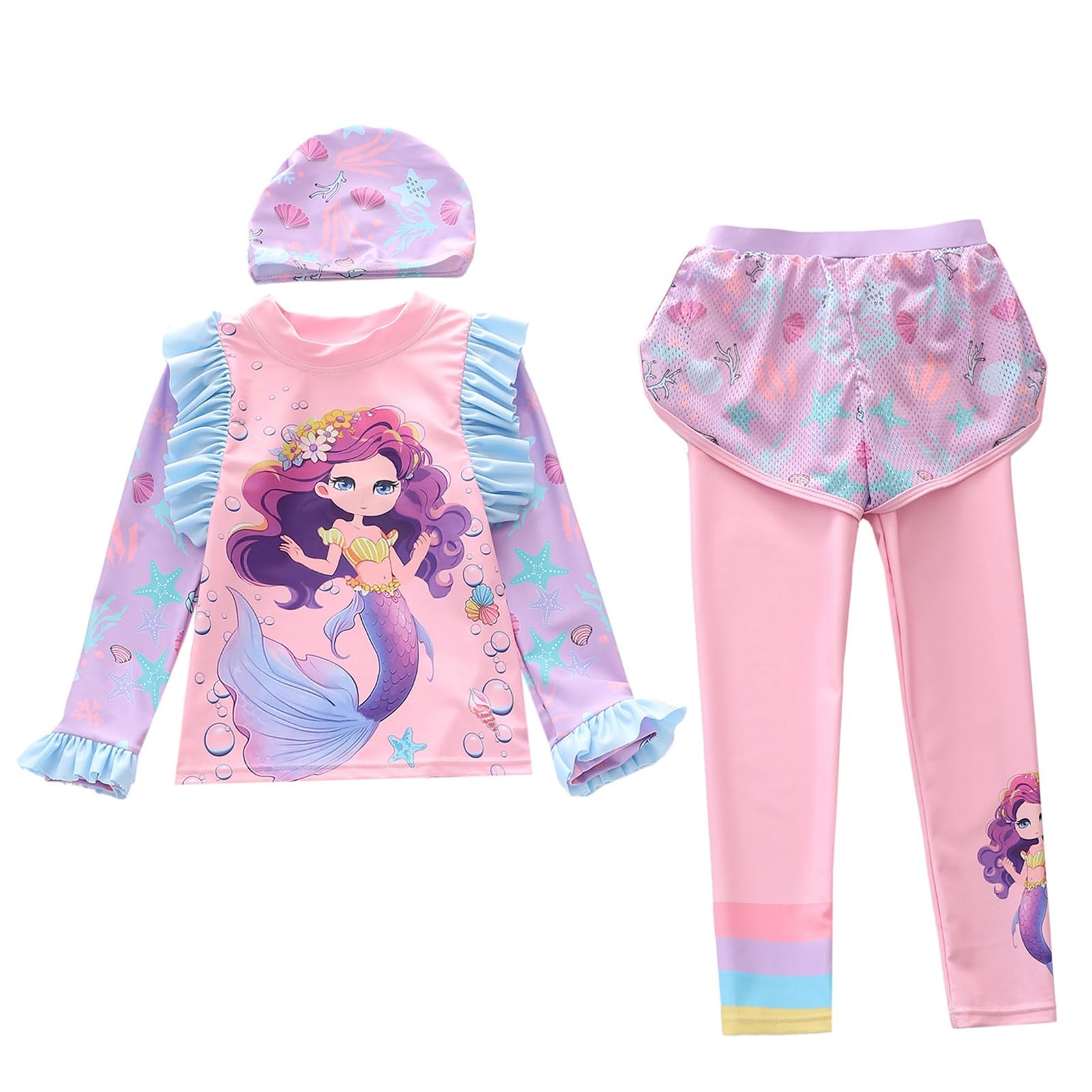 MäDchen Traje de baño infantil para niña, falda tricolor, traje de baño de dos piezas para bebés y estudiantes (314 años)
