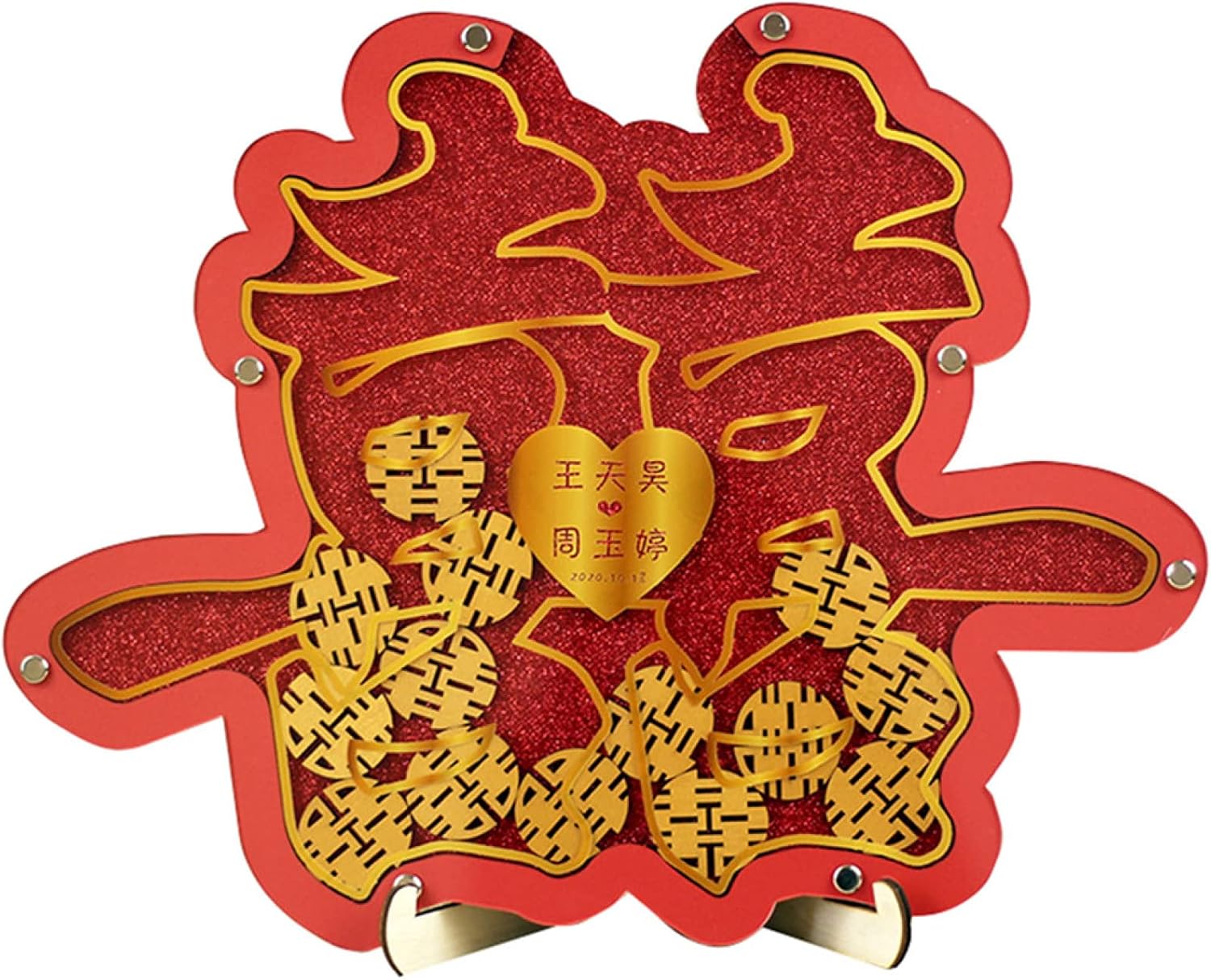 結婚式のゲストブックの代替 レセプションのための中国の囍素朴な