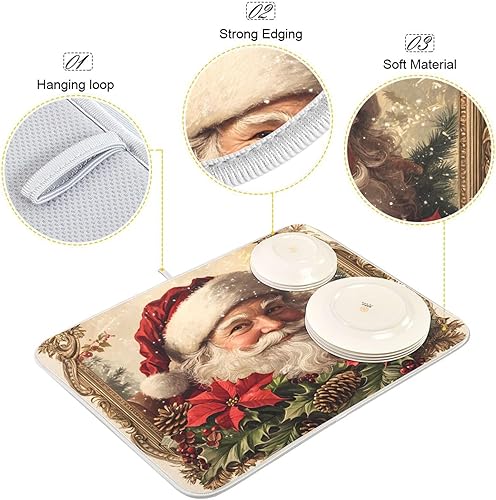 Vista 290 de Tapete de secado de platos de mariposas botánicas para encimera de cocina, almohadilla de secado de microfibra absorbente, grande, 18 x 24 pulgadas