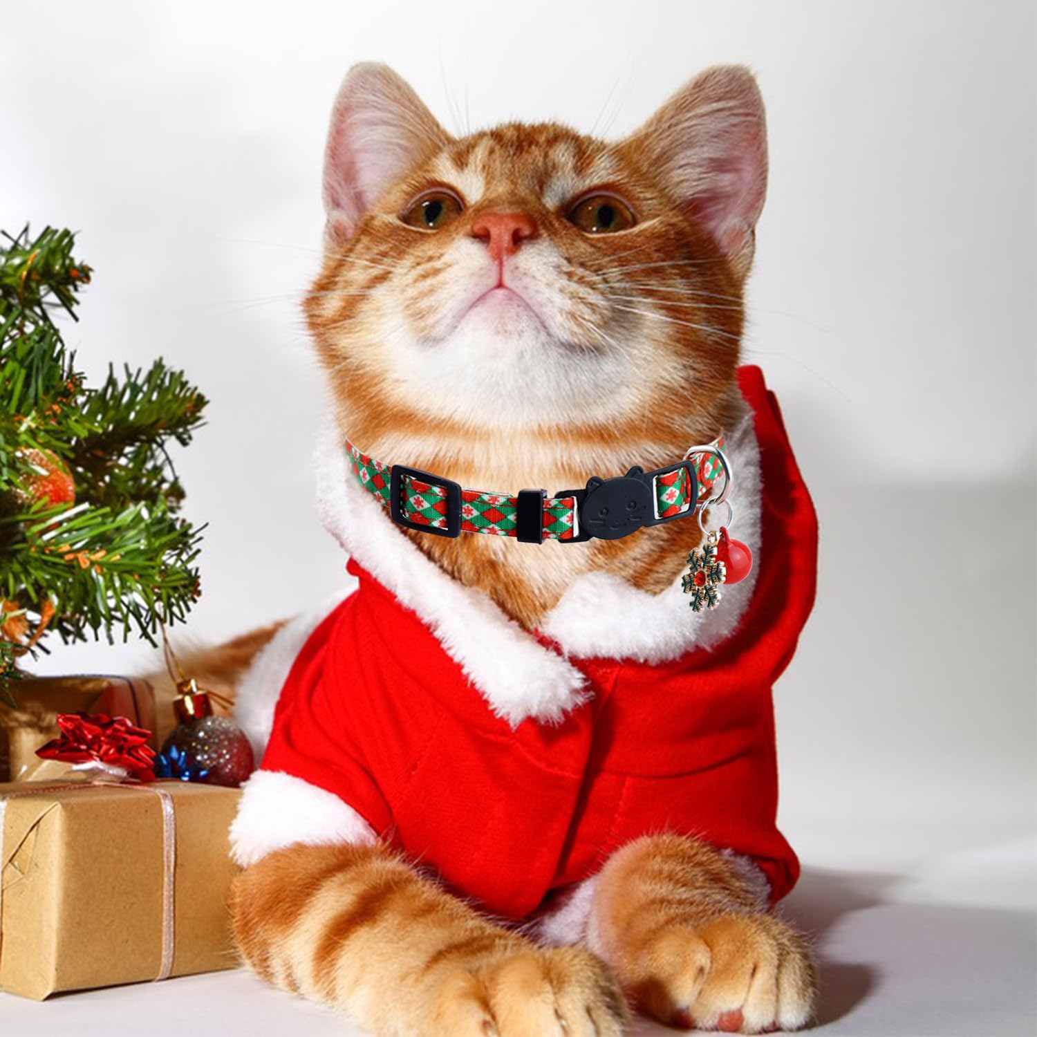 MEISH 3 Pieces Christmas Cat Collar Santa Claus Snowflake and Christmas Tree Kitten Collars Quick Release Buckle Adjustable Cat Collar for Kitten Cat - Image 4