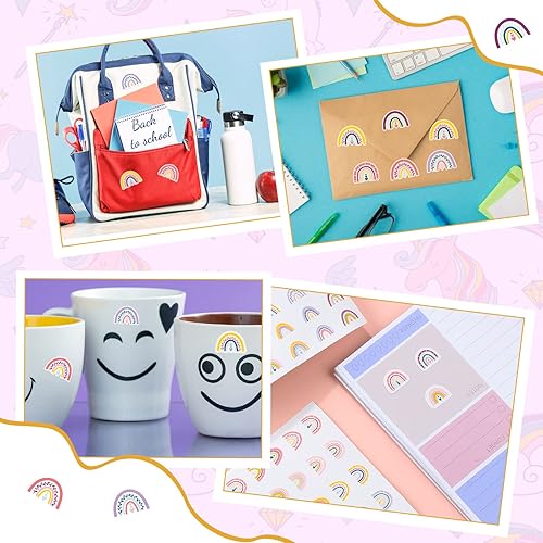 Miniatura 7 de Estune 1200 calcomanías de arco iris para niños, calcomanías de arco iris de colores surtidos para profesores, recompensas de arco iris, calcomanías