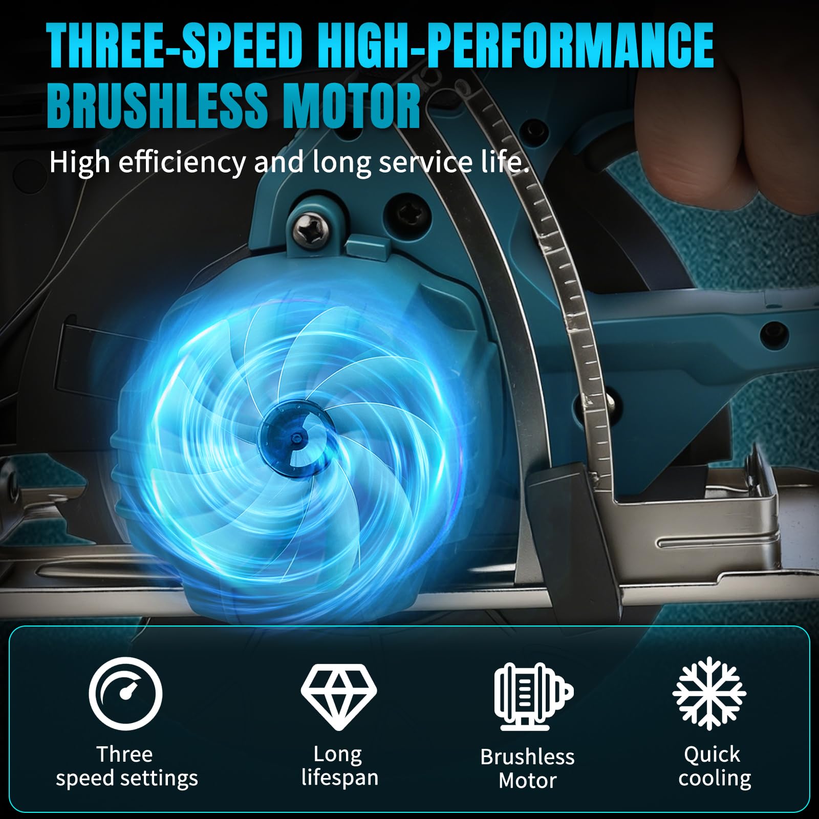 Sierra circular de mano con batería para Makita 18 V batería de litio (sin batería), motor sin escobillas, hoja de sierra Ø 150 mm, 6000 rpm, profundidad de corte 56 mm, 0-45°, con pantalla digital
