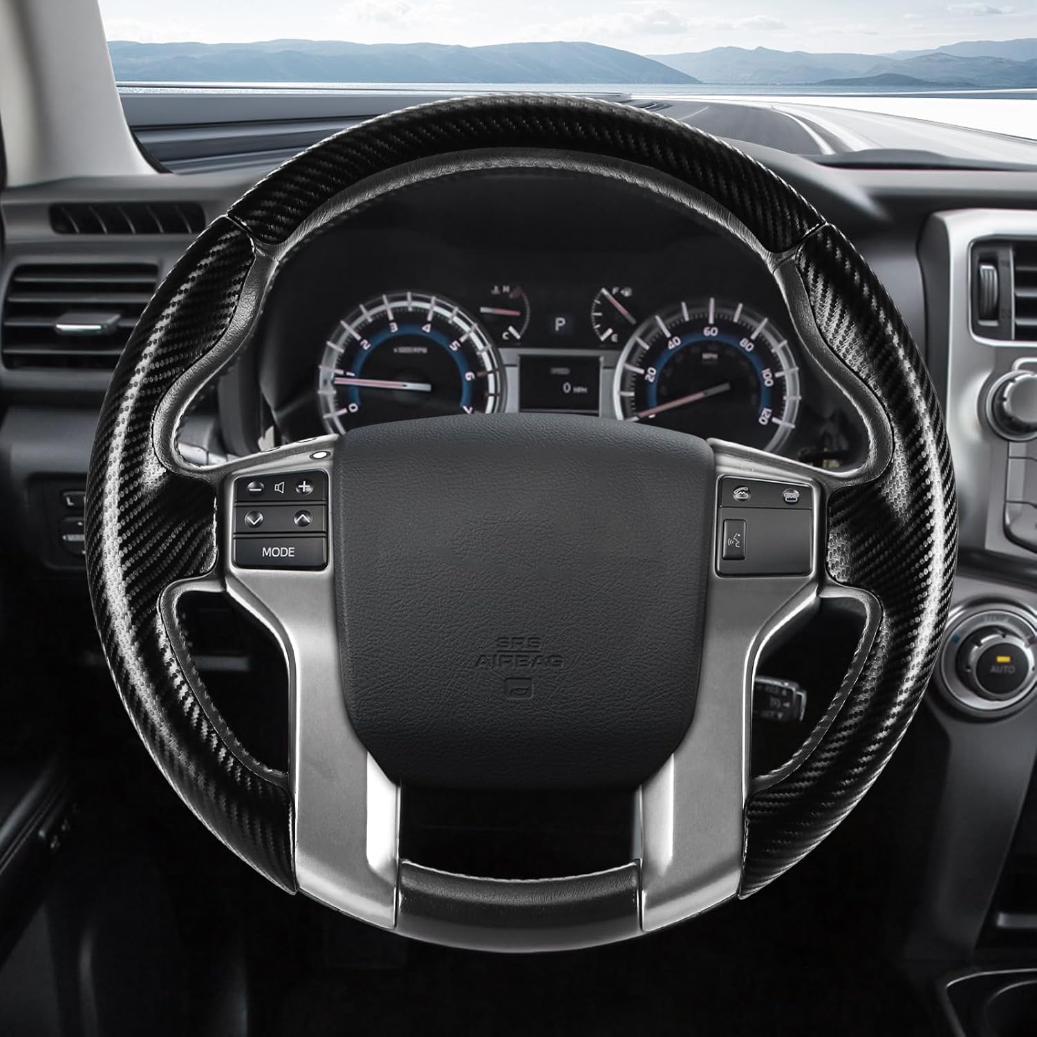 Aimato Customized Steering Wheel Cover for Toyota Tacoma 2012-2023/4Runner 2010-2024/Tundra 2014-2021/Sequoia 2014-2022 Thin,Anti-Slip,Scratch-Resistant Exclusive Car Accessory for Toyota