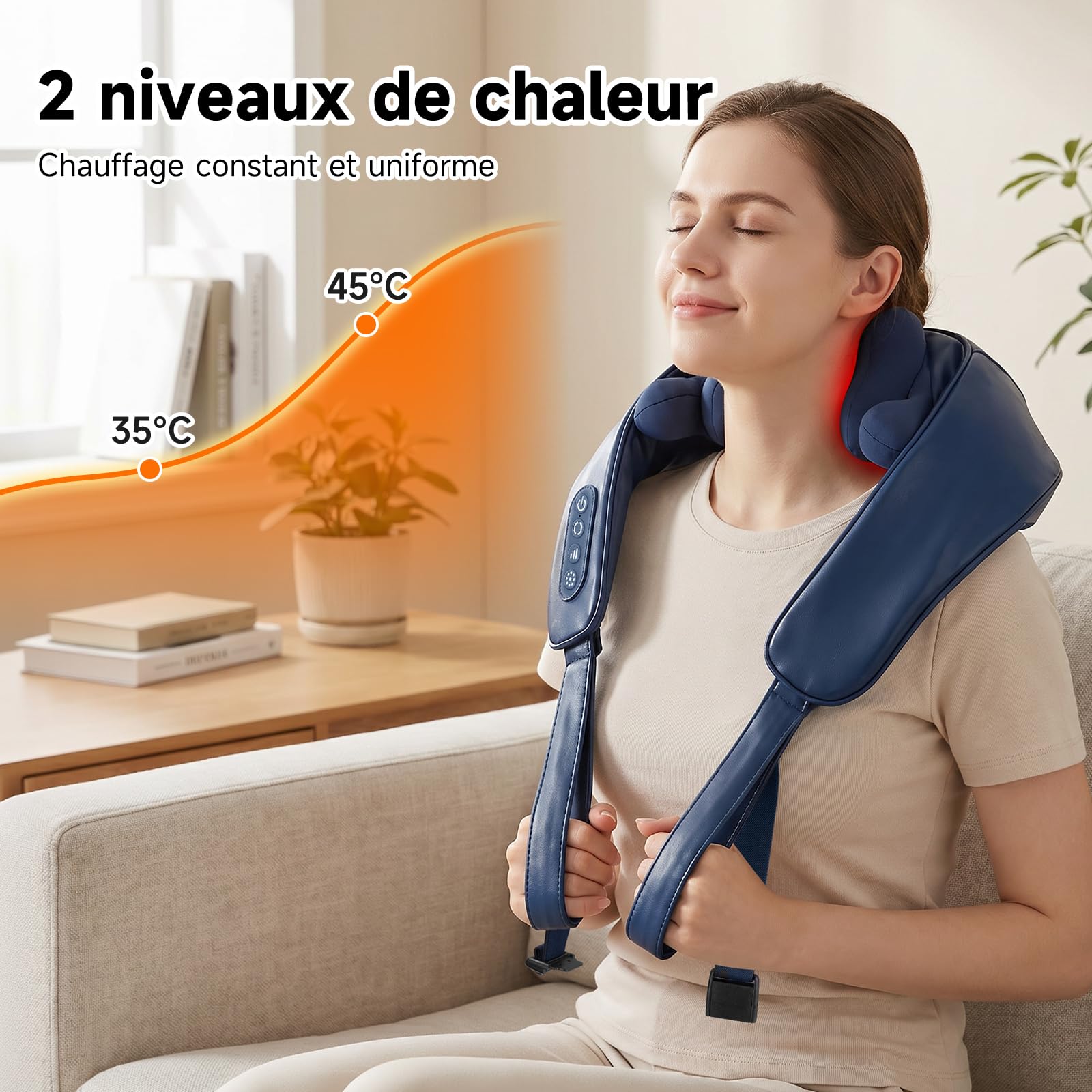 Masseur dos et cervicales électrique Shiatsu 8D, Chauffage Intelligent | Pétrissage Multidimensionnel pour Nuque, Épaules et Dos, Appareil de Massage sans Fil, Cadeau femme homme maman