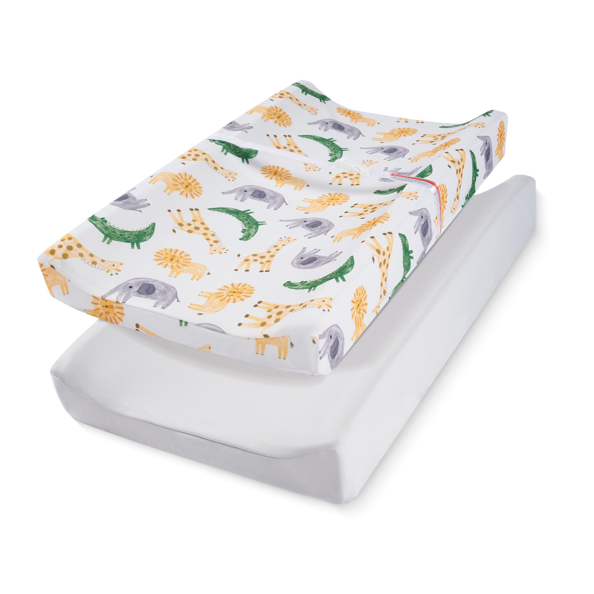 TILLYOU Baby Changing Pad Cover, Changing Table Cover for Girls Boys, Ultra Soft Breathable, 2 Pack African Steppe & Grey