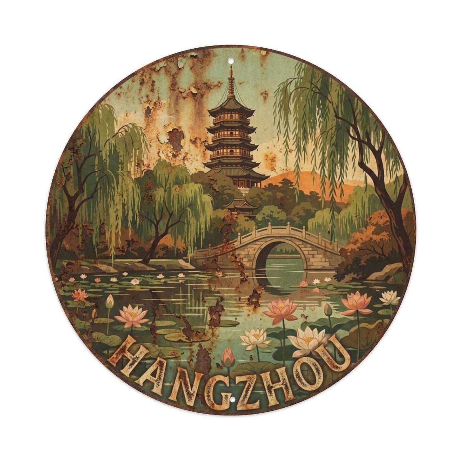 Retro China Travel Hangzhou Metal Tin Sign