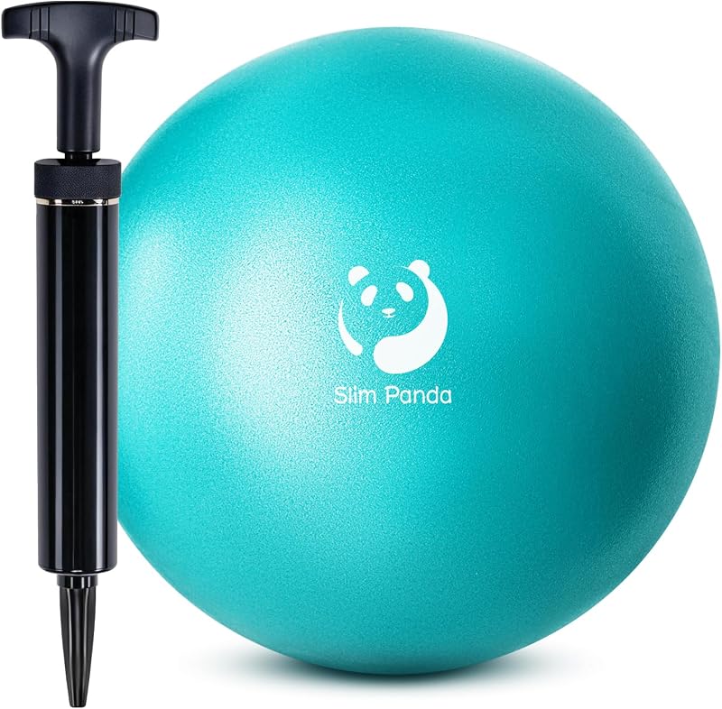 Pilates Ball with Pump, 9 Inch Small Exercise Ball, Anti Burst Mini Yoga Ball for Stability, Workout, Barre, Core Strength, Physical Therapy, Balance, Stretching