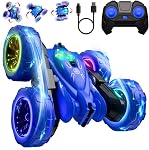 Télécommande, recharge rapide et directe RC Voitures avec lumière colorée, double face 360° Flips RC Voiture à talons 2.4Ghz 4WD Tous terrains RC Voiture de course cadeau de Noël pour les garçons et les filles âgés de 3 à 12 ans