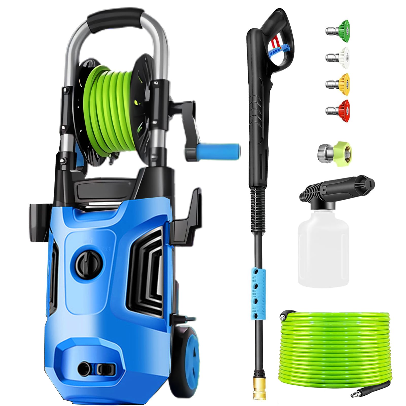 4800 PSI Electric Pressure Washer 2024 4.0 GPM High Power Washer with with 33ft Pressure Hose, 4 Nozzle and Detergent Tank for Cars, Fences, Patio, Upgraded Light Blue
