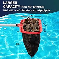 Vista 5 de Red de desnatador de piscina, desnatador de red de piscina mejorado con bolsa de red de doble capa, redes de piscina de mayor capacidad para limpiar