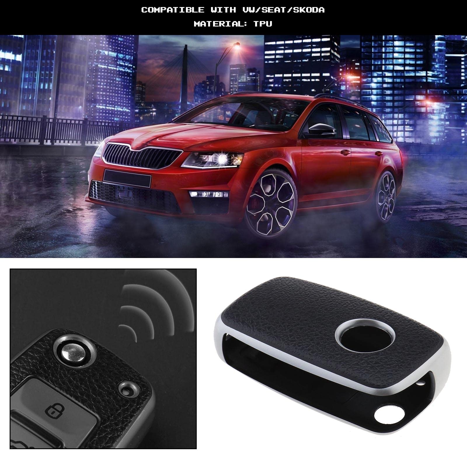 Cover Telecomando Auto In TPU Per VW – 2 Custodie Protettive Antigraffio E Antiurto (Blu) – Compatibile Con Golf, Polo, Tiguan E Molte Altre
