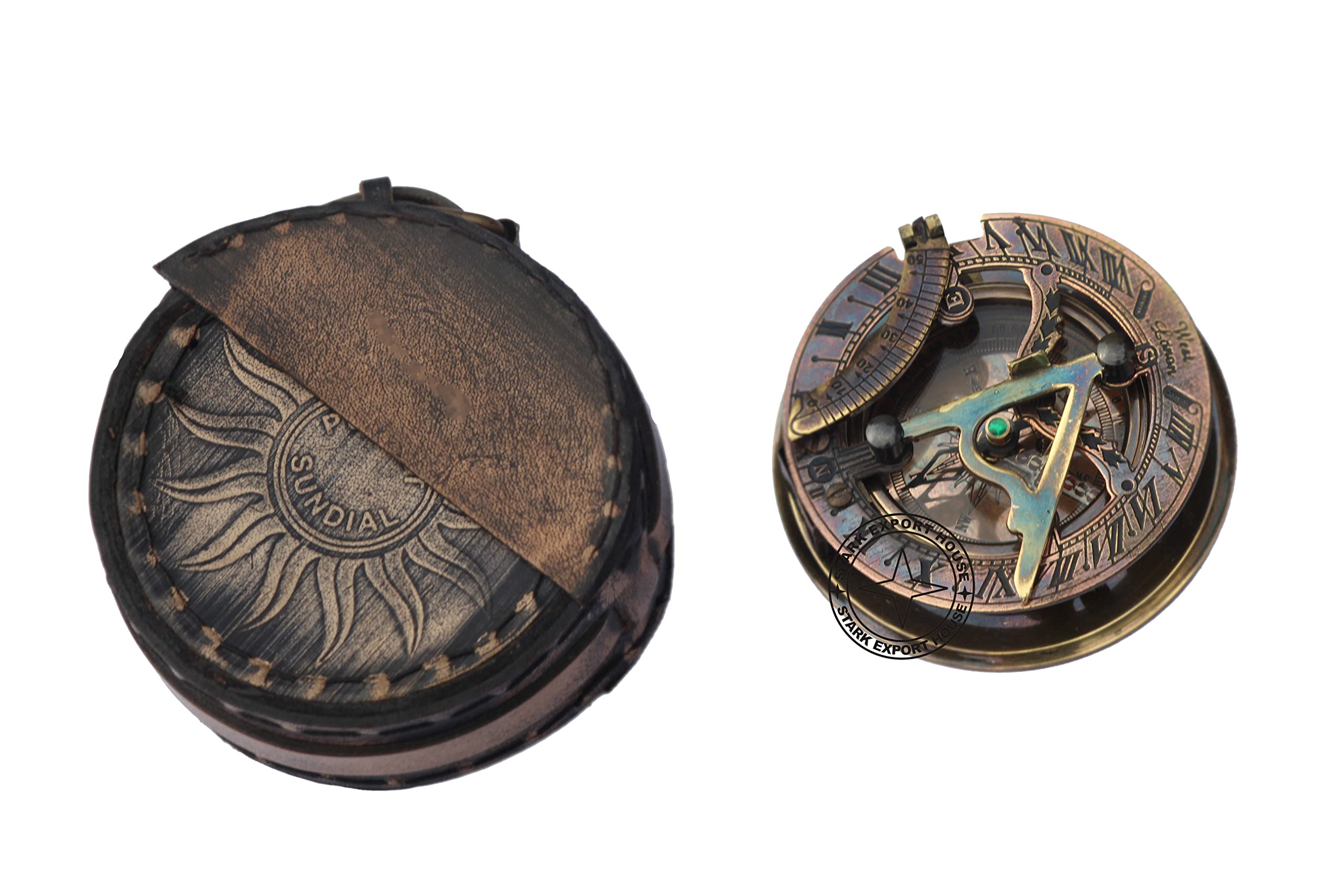 1 Nautical Brass Sundial Round Compass Marine Working Directional Compass 2.5-picture-25