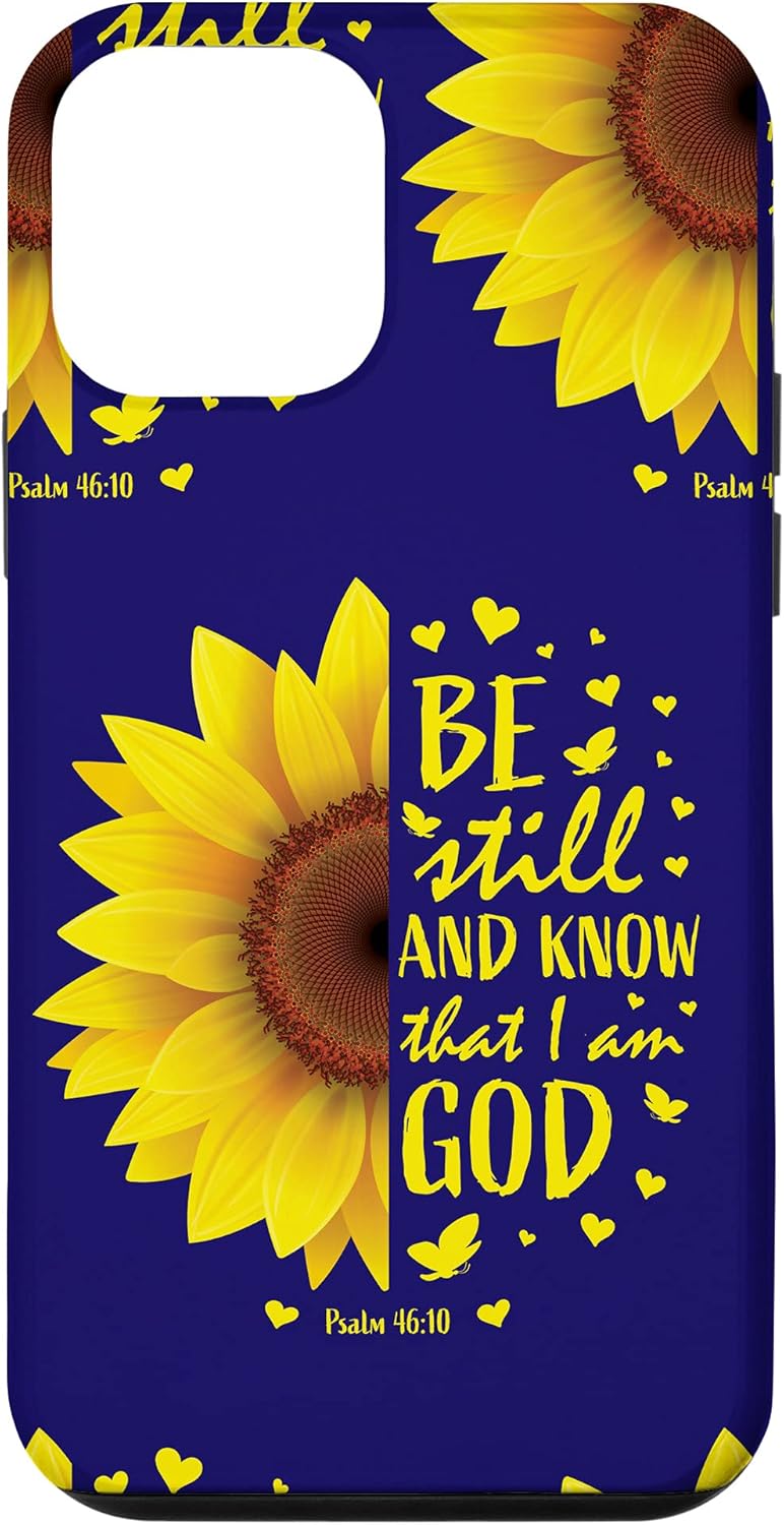 iPhone XR Blue Sunflower Bible Verse Be Still And Know That I Am God Case