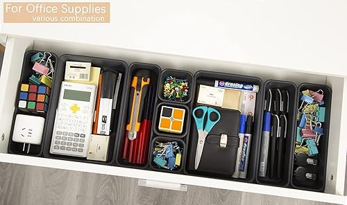 Miniatura 5 de Kutesna Organizador de cajones de escritorio entrelazado con 25 piezas con 4 tamaños para oficina, baño, cocina, maquillaje, herramientas