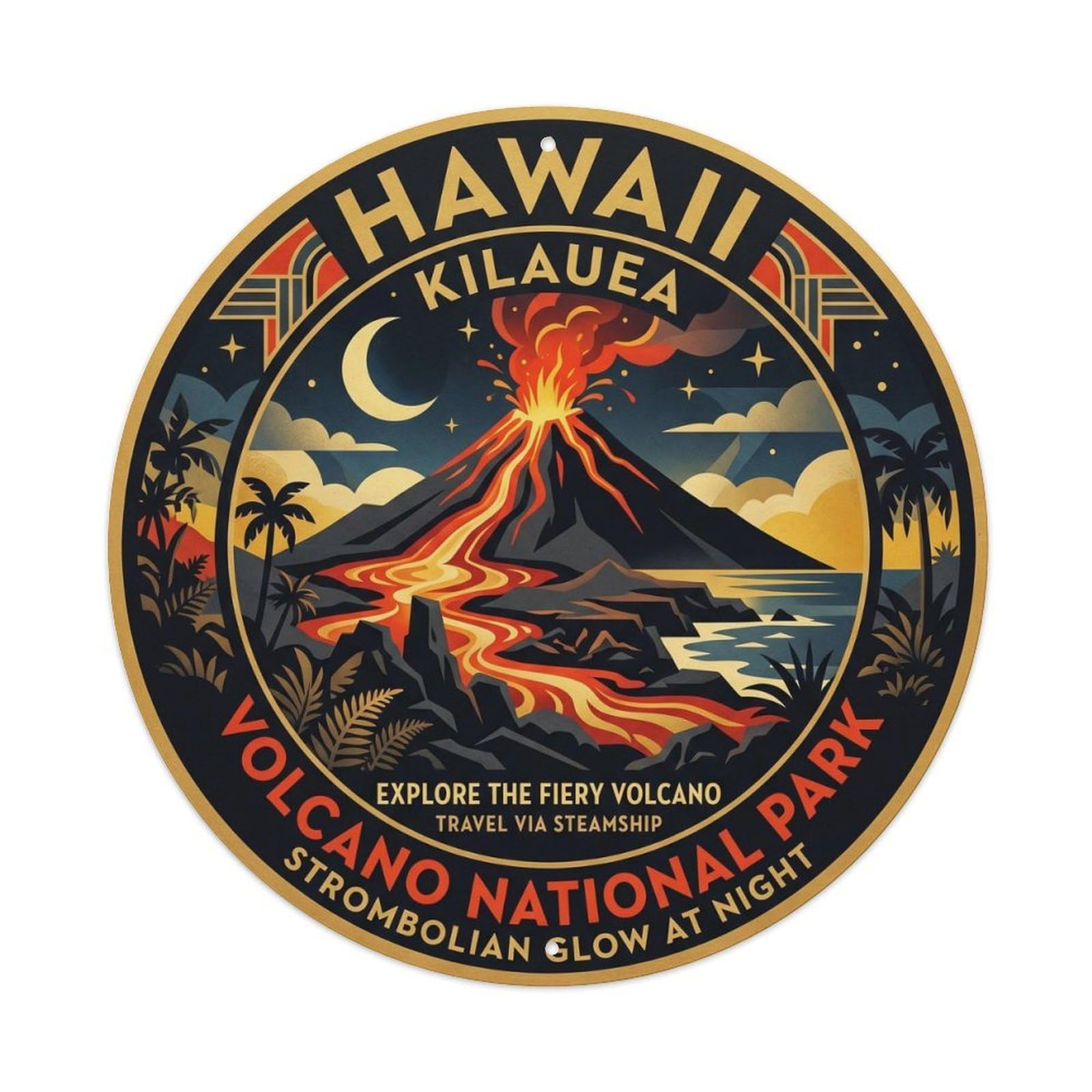 Kilauea Hawaii Volcanic Island Lava Flow Crater Metal Tin Sign