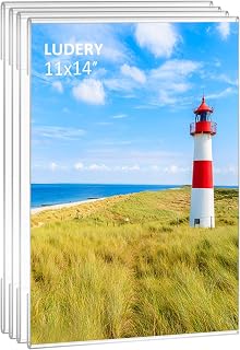11x14 Acrylic Picture Frames,Set of 4 Clear Photo Frame for Wall,Clear Frameless Frames 11 x 14,Floating Hanging Picture Frames 11 x 14 for Home, School, Office