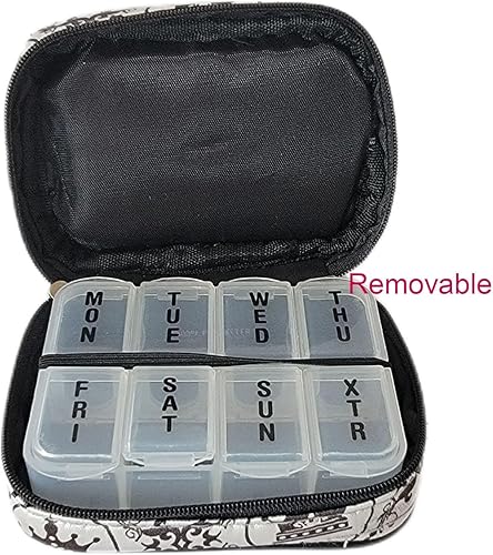 Miniatura 5 de Pastillero semanal para viaje, pastillero para bolso con pastillero extraíble de 7 días, organizador de medicamentos de viaje, contenedor de