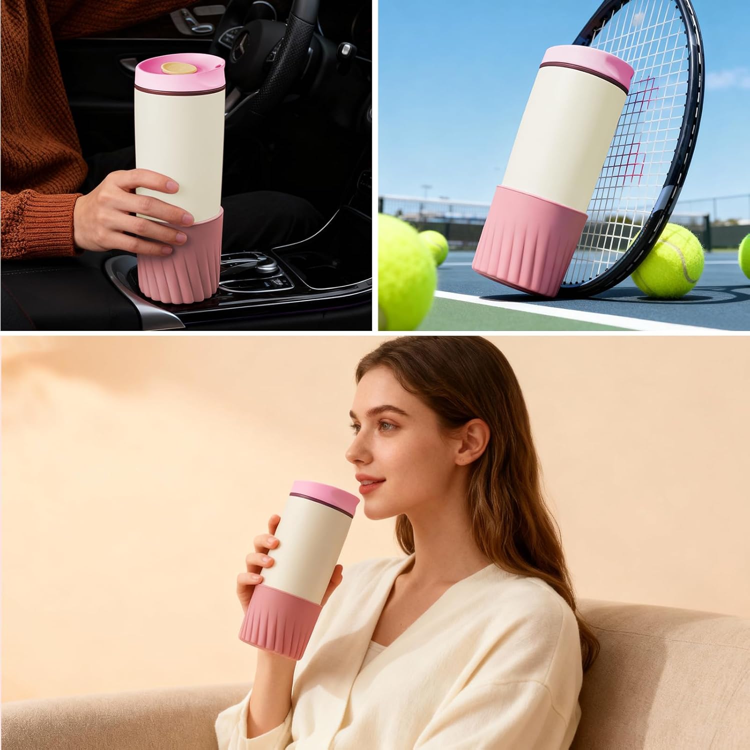 2Pcs Higher Silicone Boot for Owala SmoothSip Slider 12oz 20oz & 24oz with Handle, Textured Anti-Slip Protective Sleeve for Travel Coffee Mug, Coffee Tumblers Accessories for Prevents Scratches - Image 7