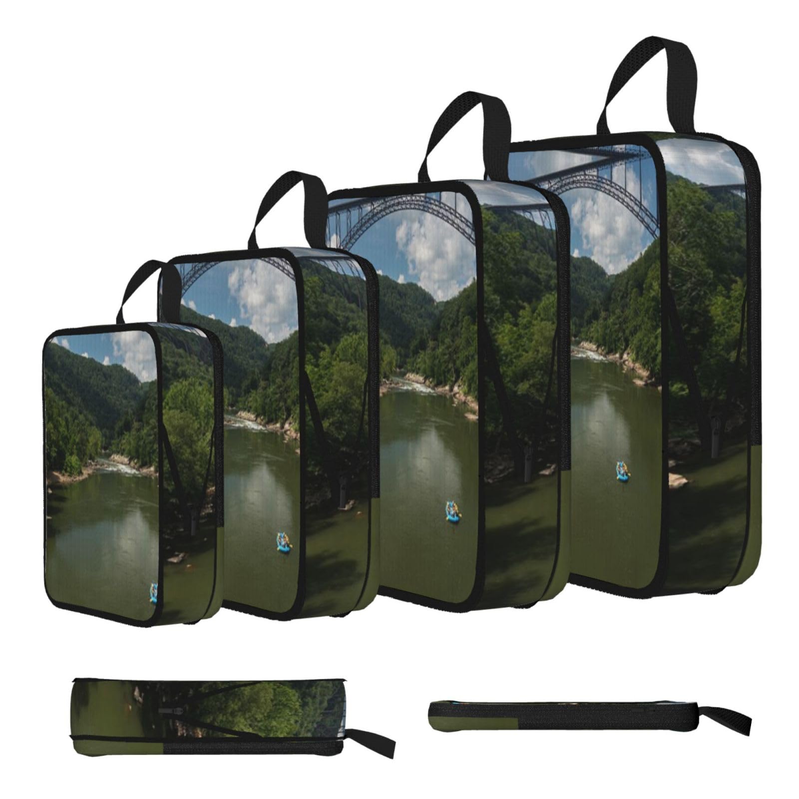 Beautiful Mountains Print 4 Set Compression Packing Cubes For Suitcases,Expandable Storage Bags Organizers