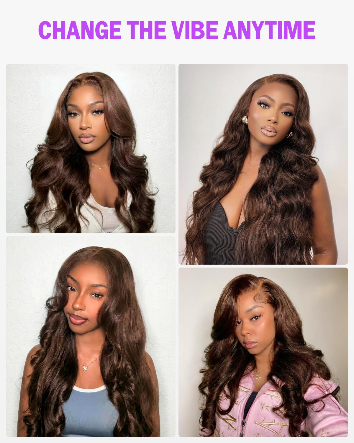 6x5 HD Lace Closure Chocolate Brown Wigs Human Hair Glueless Body Wave Lace Front Wigs Human Hair Pre Plucked Pre Bleached Pre Cut Glueless Wig 26 Inch 4#