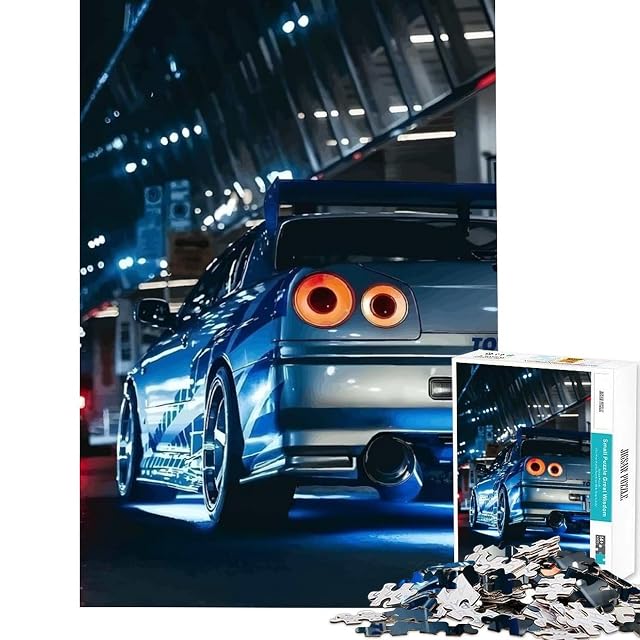 Rompecabezas de 1000 Piezas para Adultos Nissan Skyline R Azul Vista Trasera Juguetes educativos Juegos…