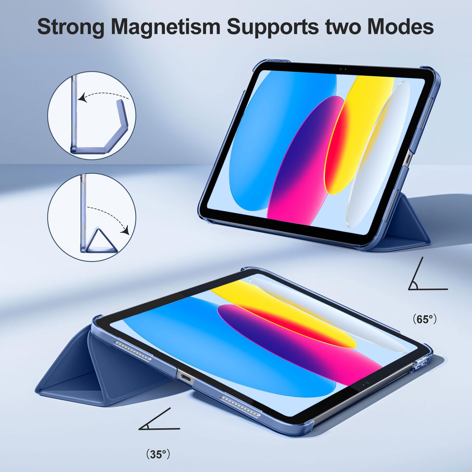 Case with Screen Protector for iPad A16 11th 10th Generation (2025/2022, 11/10.9 Inch), Slim Hard Translucent Back Full Protective Smart Cover for iPad 11, Auto Sleep/Wake, Sea Blue — view 6