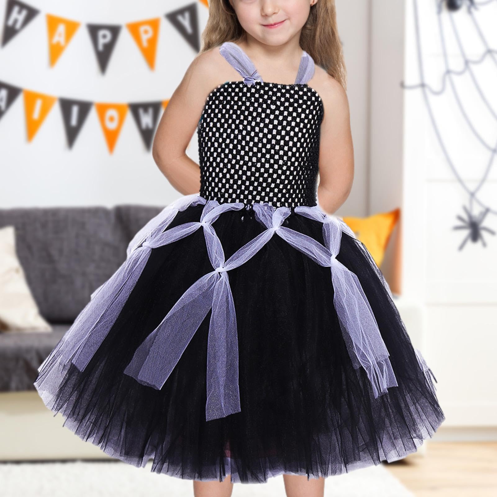 Abito Halloween Bambini Gonna Cosplay Senza Maniche Comoda e Traspirante | Abito In Tulle Per Bambina Halloween Per Bambini 2-12 Anni, Feste A Tema, Spettacoli, Carnevale, Foto E Danza