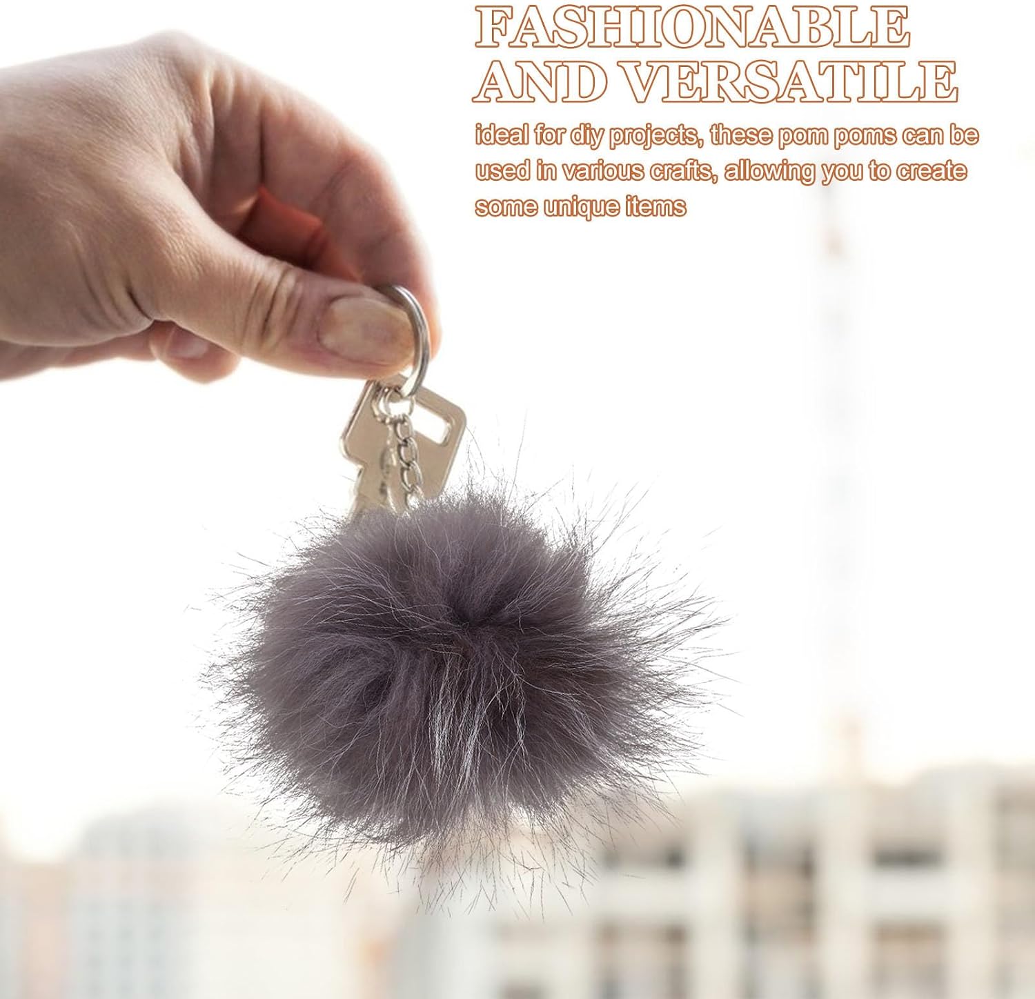 COOLHIYA Faux Fur Pom Poms for Crafting Soft and Comfortable Decorative Balls with Elastic Loop for Bags and Hats DIY Projects