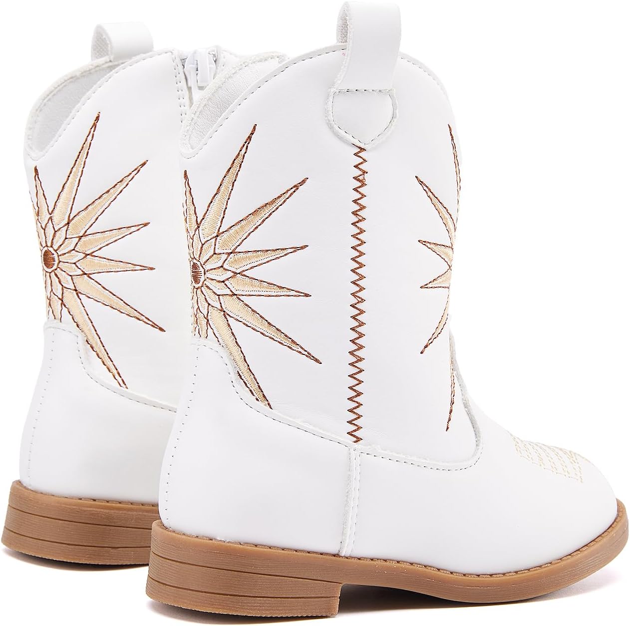 BMCiTYBM Toddler Girls Cowboy Cowgirl Boots Little Kids Pointed Toe Western Boots Mid Calf Side Zipper Riding Shoes for All Seasons (Toddler/Little Kid) - Image 4