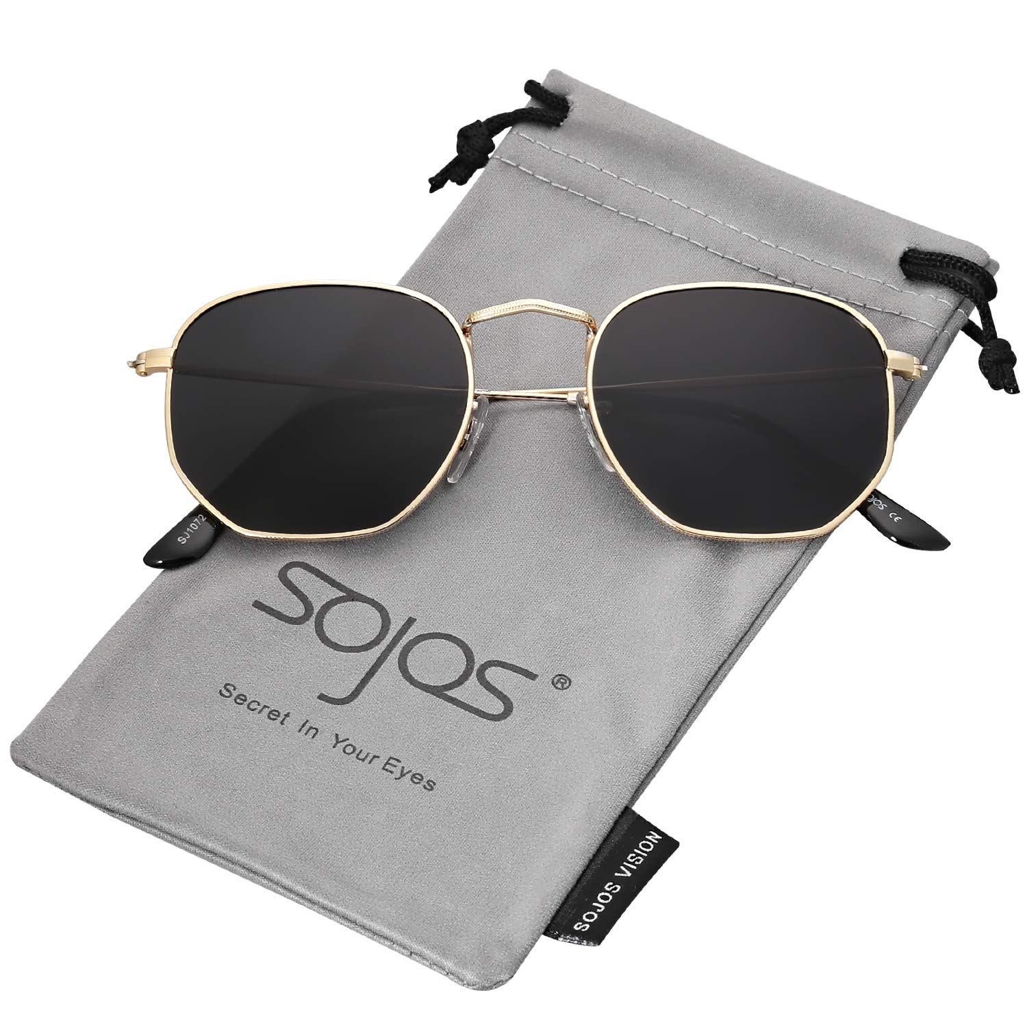 SOJOS Small Square Polarized Sunglasses for Men and Women Polygon Mirrored Lens SJ1072