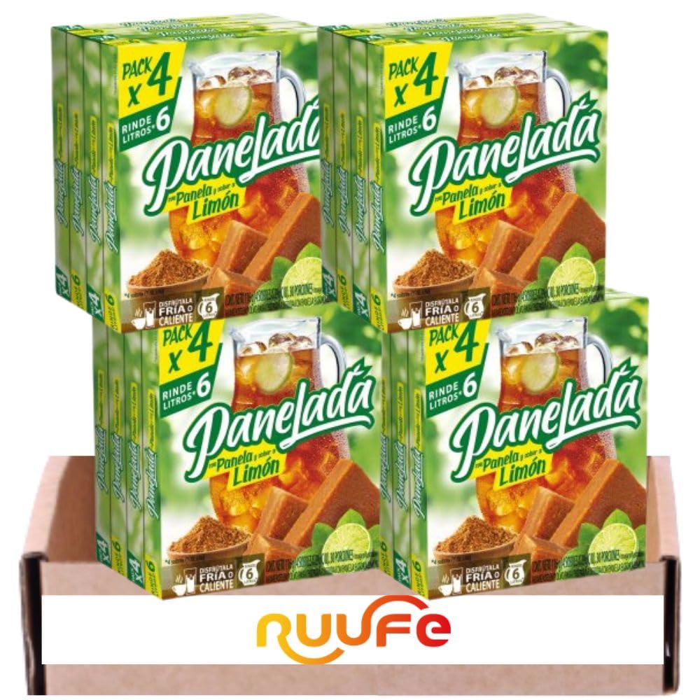 Panelada con Limon (16 Pack) Panelada con Limon Colombiana Panelada con Limon con panela sabor a Limon, Panelada Limon Rinde 6 litros Panelada por sobre