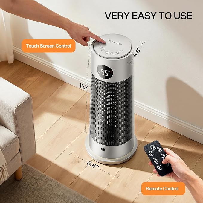 Calefactor Eléctrico Portátil Cerámico PTC 1500W 120V con Oscilación miniatura 2