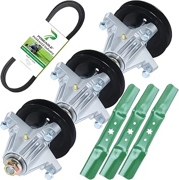 918-06981 50" Deck Rebuild Kit for Cub Cadet XT1 LT50 XT2 Mowers | Includes 3 Pack 918-06981 Spindle Assembly with 942-05052A Mower Blades 954-04077A Belt for Craftsman T 260, Troy Bilt Decks