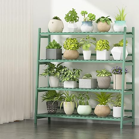 Amazon Lspyyds ガーデン ラック フラワースタンド 天然竹製 フラワーラック 100x36x110cm 植物 棚 ガーデニング 棚 鉢植え 多肉植物 棚 盆栽棚 ベランダ 整理 鉢 プランター 園芸ラック 植木鉢スタンド 室内 屋外 多機能 収納ラック花台 緑の4層 フラワースタンド