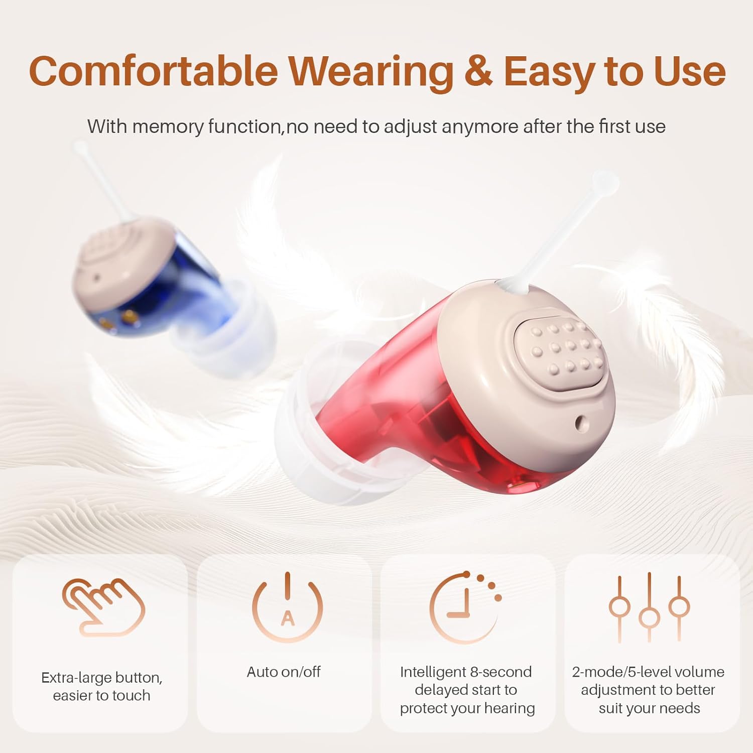 Hearing Aids for Seniors, Rechargeable OTC Hearing Aids for Adults with Charging Case, 80-Hour Battery Life, Super-Mini Invisible Design, Advanced Noise Reduction Technology (Dark Grey)