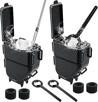 Golf Cart Ball Washer & Club Cleaner with Straps - No Drill Golf Club Washer for Cart, Dual-Sided Brush Cleaning Box, Easy to Clean Portable & Detachable Golf Ball Washer for Cart Accessories
