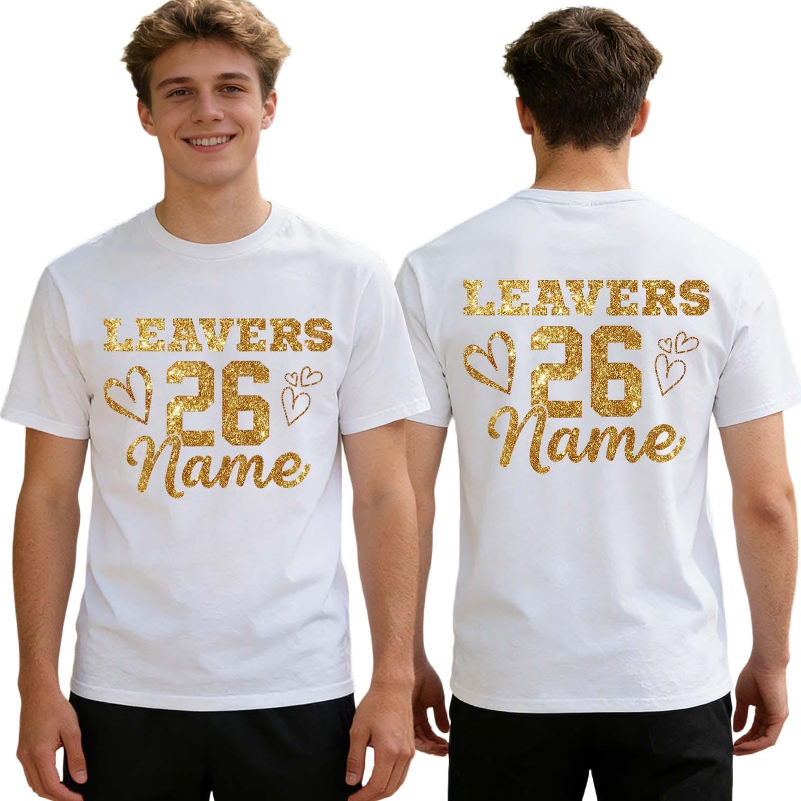2026 Leavers Shirt Iron On Transfers for T Shirts - Personalised Iron On Vinyl Decals | Custom Tshirt Leavers Shirt Decorations | School Leavers Tshirt Iron On | Leavers Shirt S-3XL