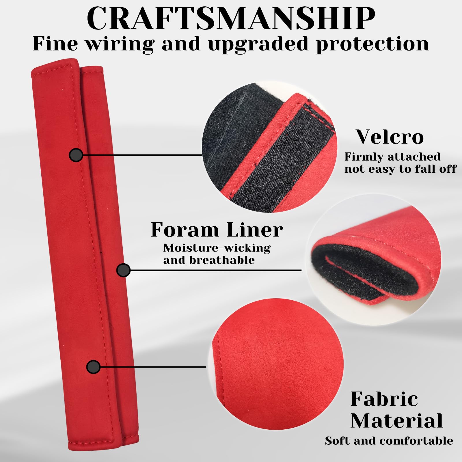 Paquete de 2 almohadillas universales para cinturón de seguridad de coche, funda suave para cinturón de seguridad para hombro, almohadilla para cuello, protector de correa de seguridad para
